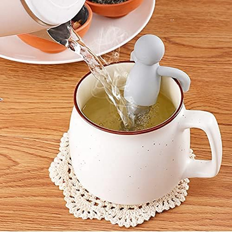 Tea Infuser for Loose Leaf Tea Cute Tea Strainer Ball Stainless Steel Extra Fine Mesh Tea Steeper Filter for Cup Mug Silicone Handle Grey