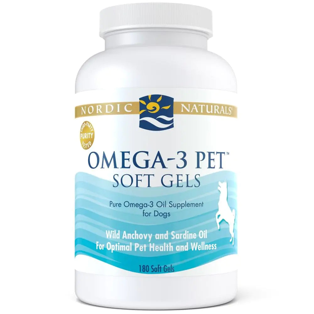 Nordic Naturals Omega-3 Pet Unflavored - 180 Soft Gels - 330 mg - Fish Oil for Dogs with EPA & DHA - Promotes Heart Skin Coat Joint & Immune Health