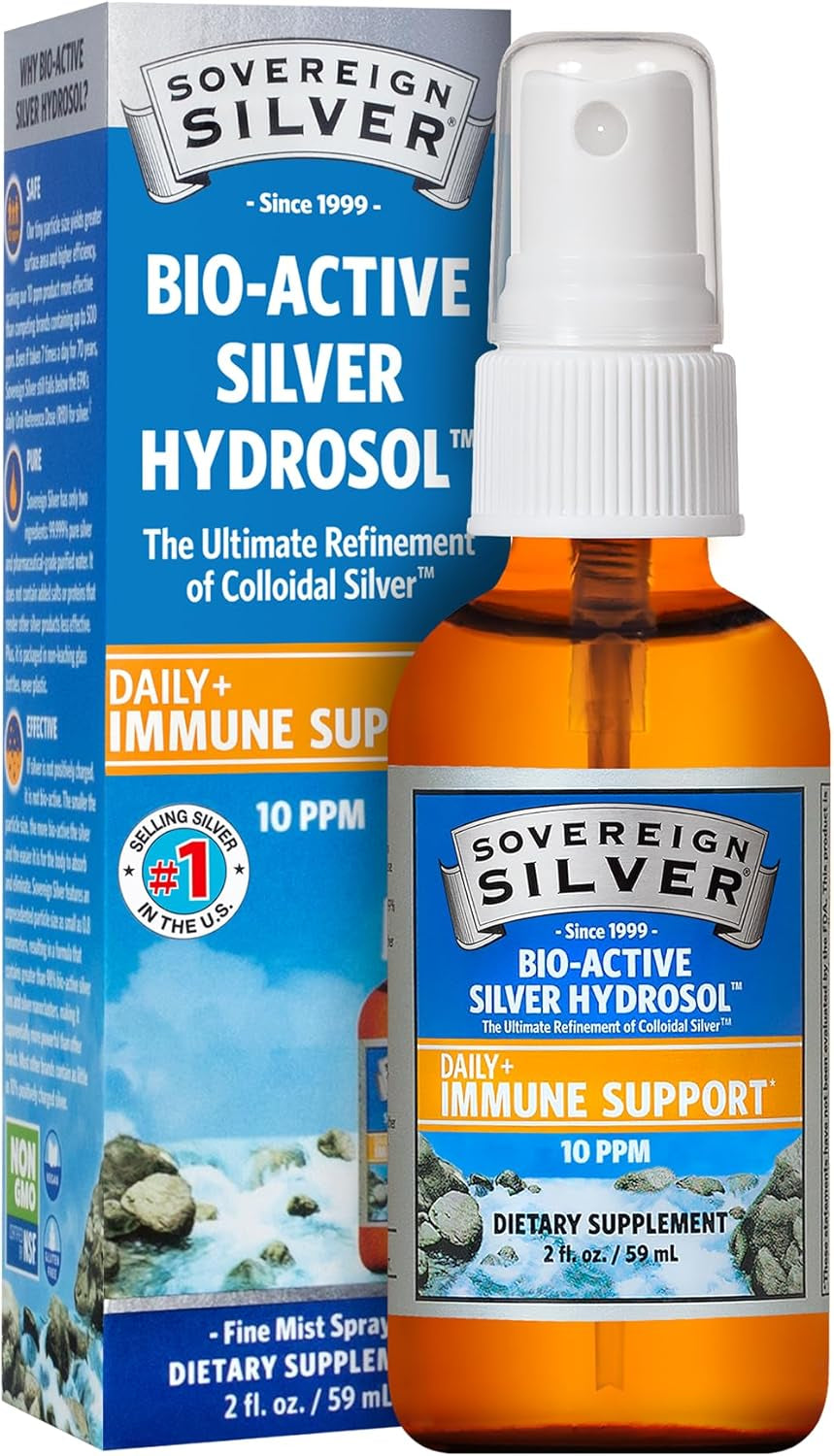 Sovereign Silver Bioactive Silver Hydrosol 10 PPM Fine Mist Spray, 2 Oz.