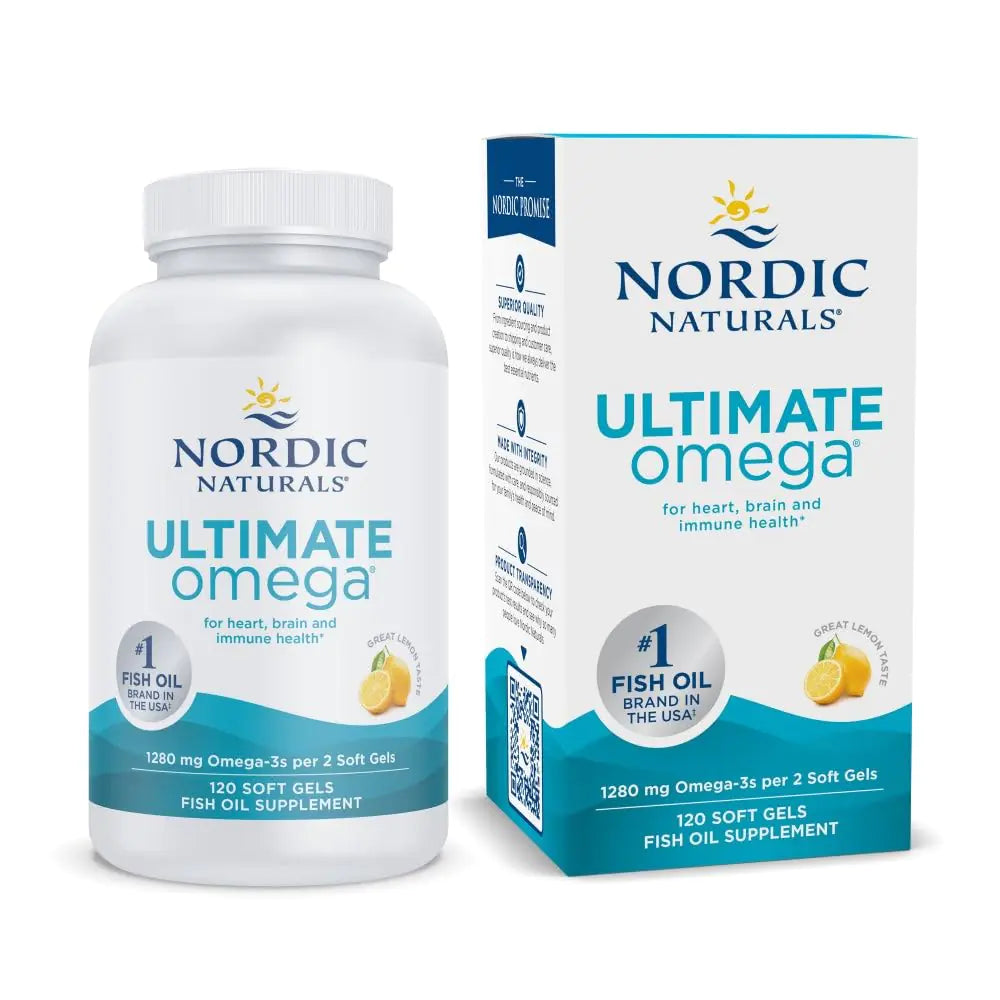 Nordic Naturals Ultimate Omega Lemon Flavor - 120 Soft Gels - 1280 mg Omega-3 - High-Potency Omega-3 Fish Oil Supplement with EPA & DHA - Promotes Brain & Heart Health - Non-GMO - 60 Servings