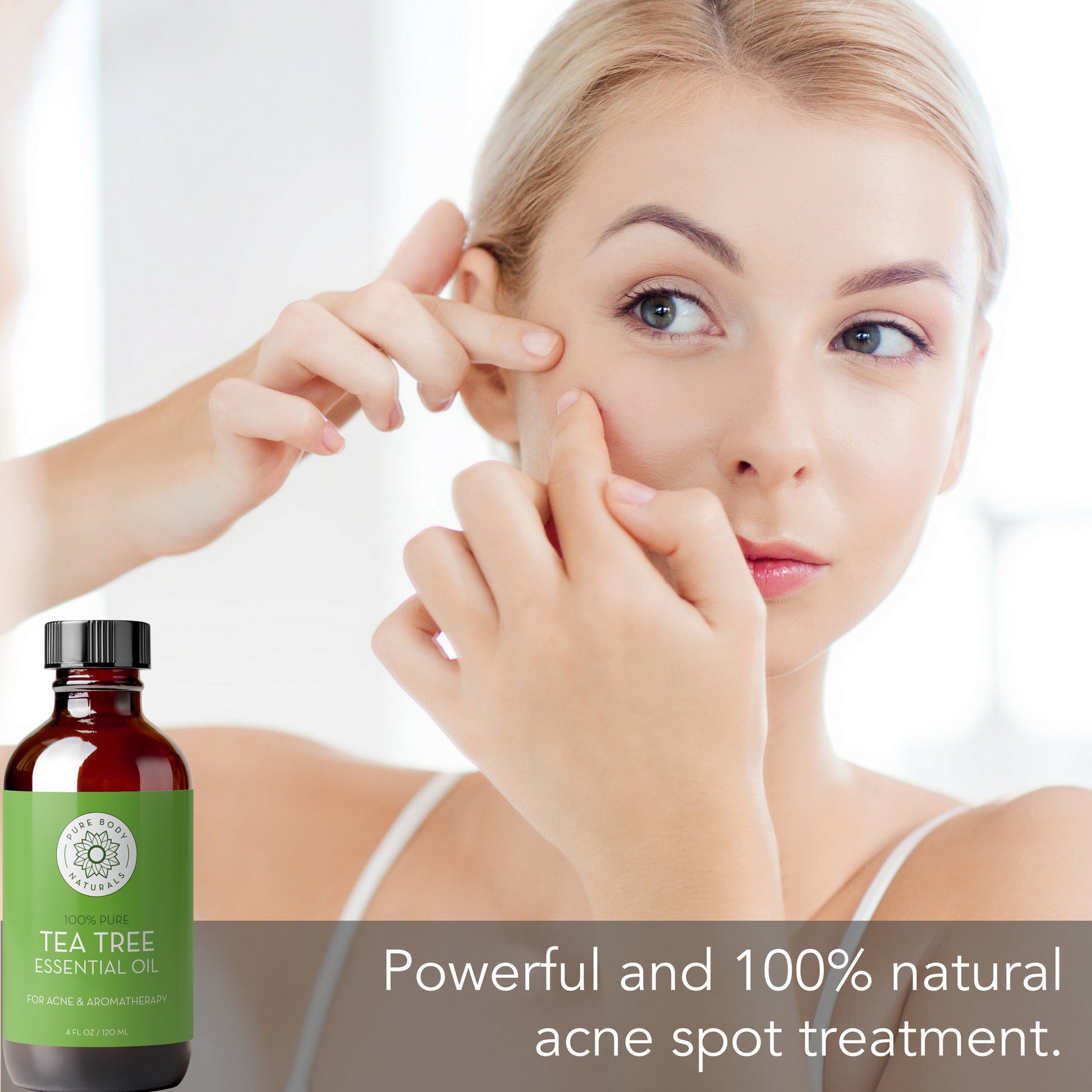 Tea Tree Essential Oil for Face, Hair, Diffuser, Therapeutic Grade 4 Fl Oz by