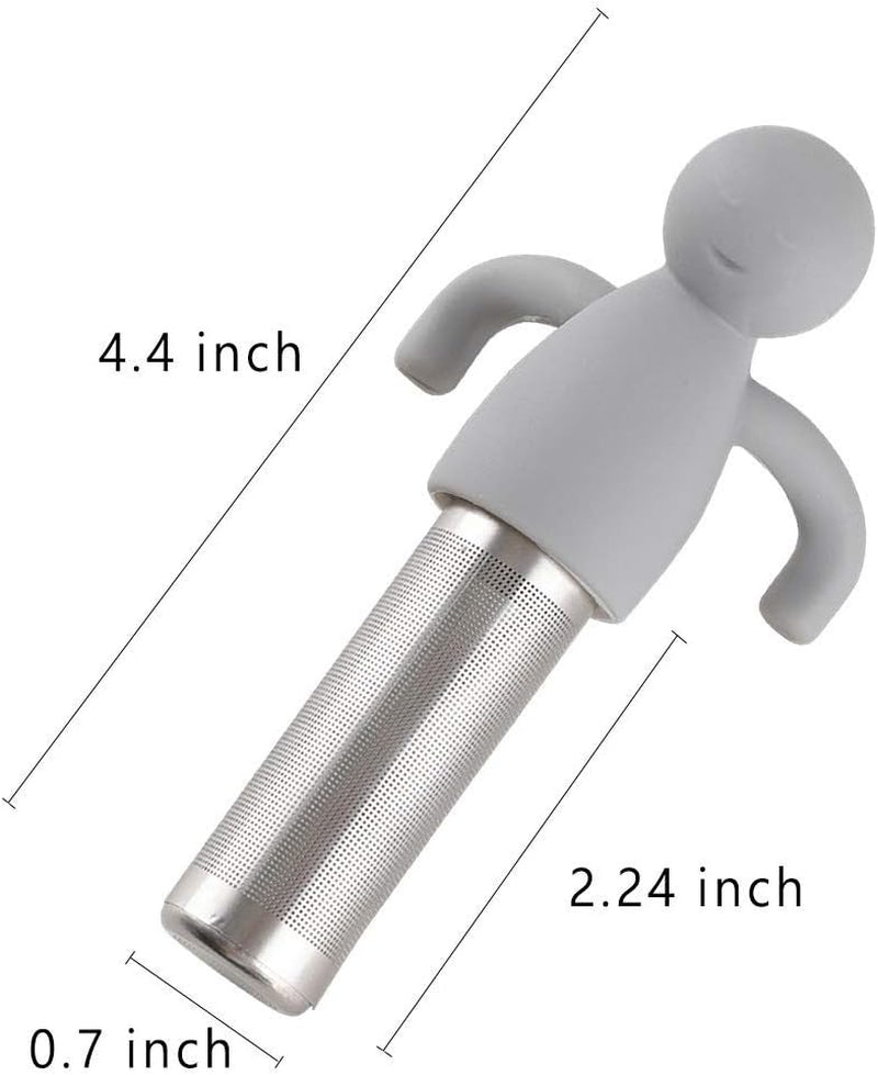 Tea Infuser for Loose Leaf Tea Cute Tea Strainer Ball Stainless Steel Extra Fine Mesh Tea Steeper Filter for Cup Mug Silicone Handle Grey