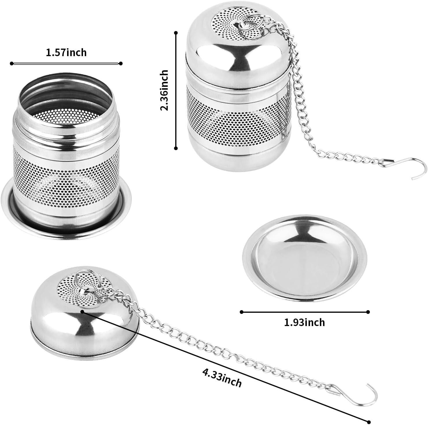 2 Pcs Stainless Steel Tea Infuser Strainers for Loose Tea Mesh Tea Ball Holder