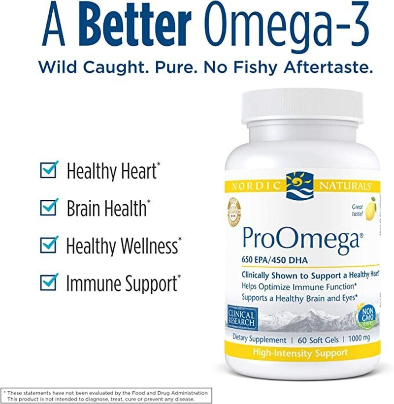 Nordic Naturals Proomega 650EPA/450DHA 1000Mg Lemon Flavor 60 Softgels EXP 01/27
