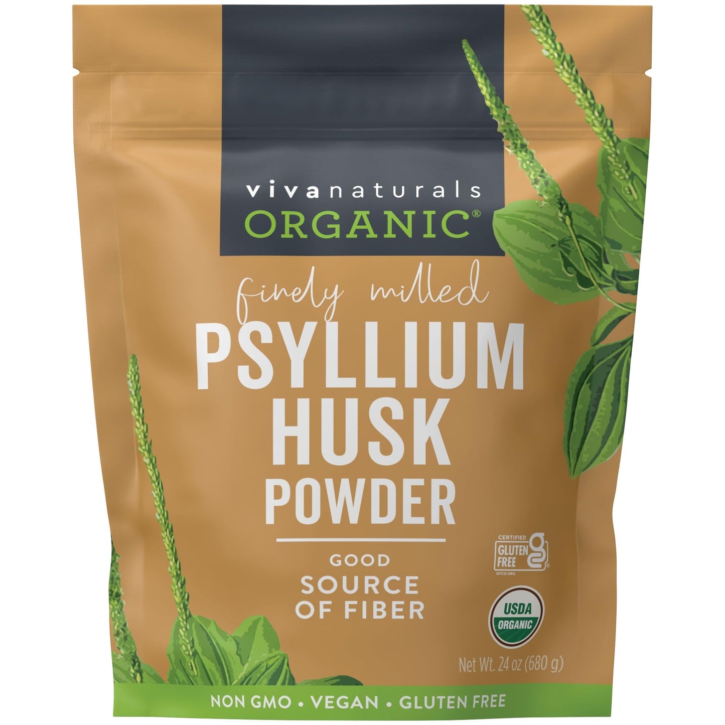 Viva Naturals Organic Psyllium Husk Powder 1.5 Lbs - Easy Mixing Fiber Supple