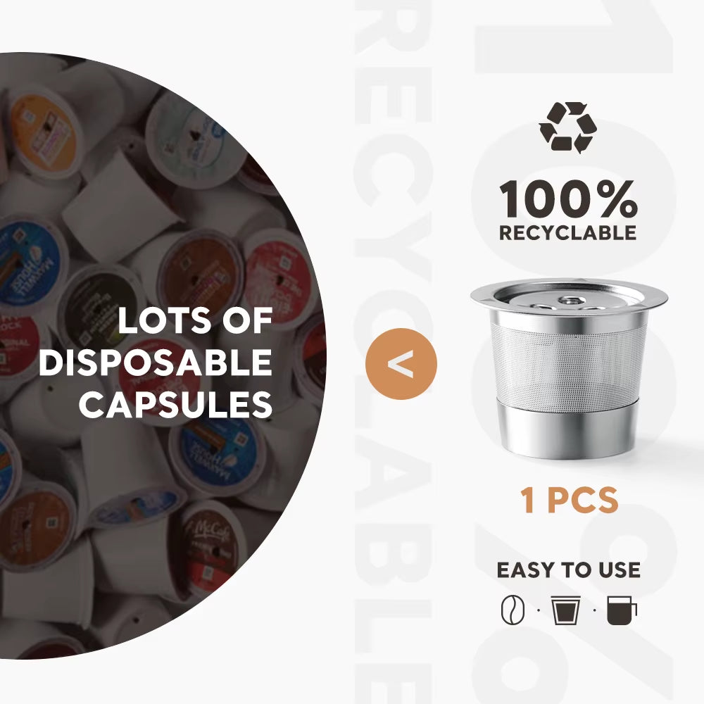 Reusable K Cups Coffee Filter Capsule Pod Compatable with Ninja CFP201 CFP301 Dual Brew Pro Machine Stainless Steel