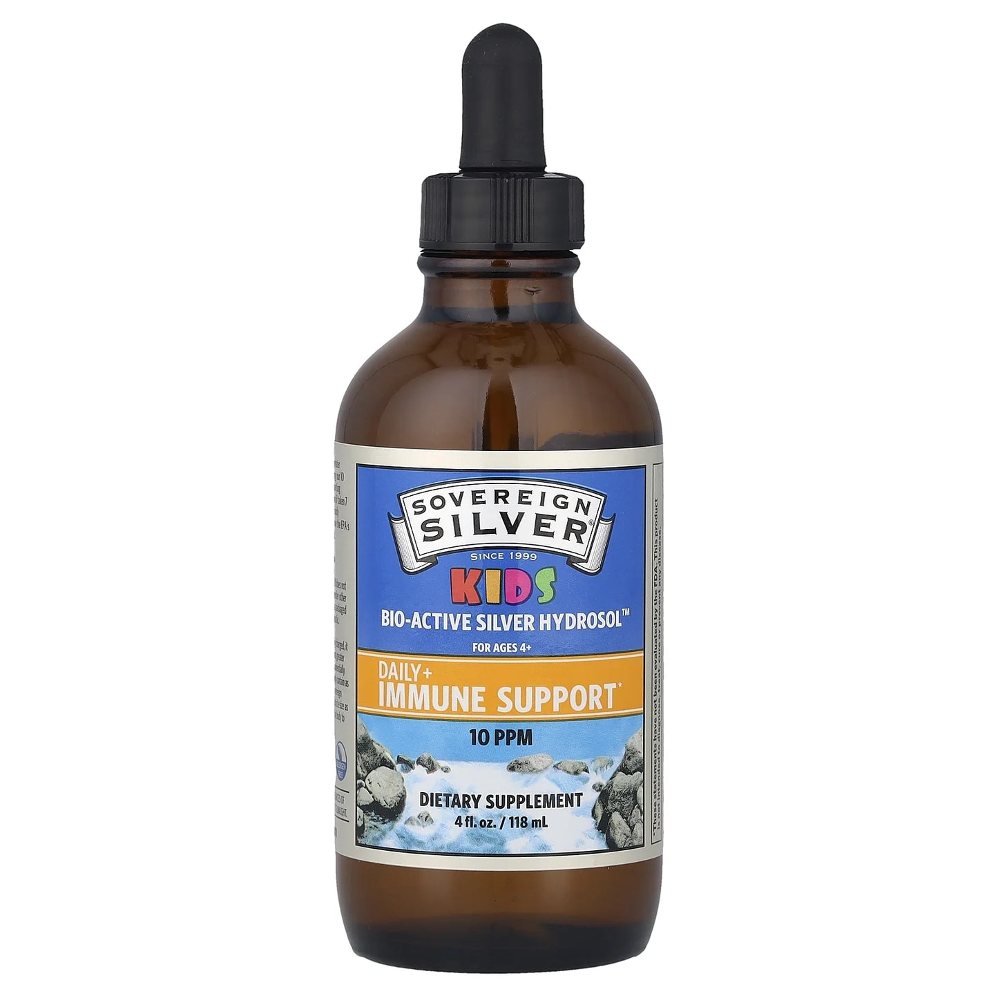 KIDS Bio-Active Silver Hydrosol for Immune Support – Colloidal Silver, 10Ppm, 4Oz (118Ml) – Dropper-Top