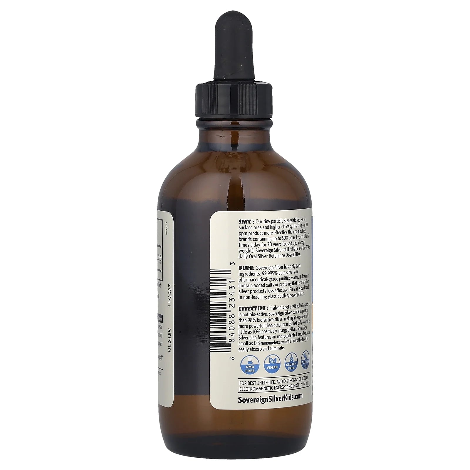 KIDS Bio-Active Silver Hydrosol for Immune Support – Colloidal Silver, 10Ppm, 4Oz (118Ml) – Dropper-Top