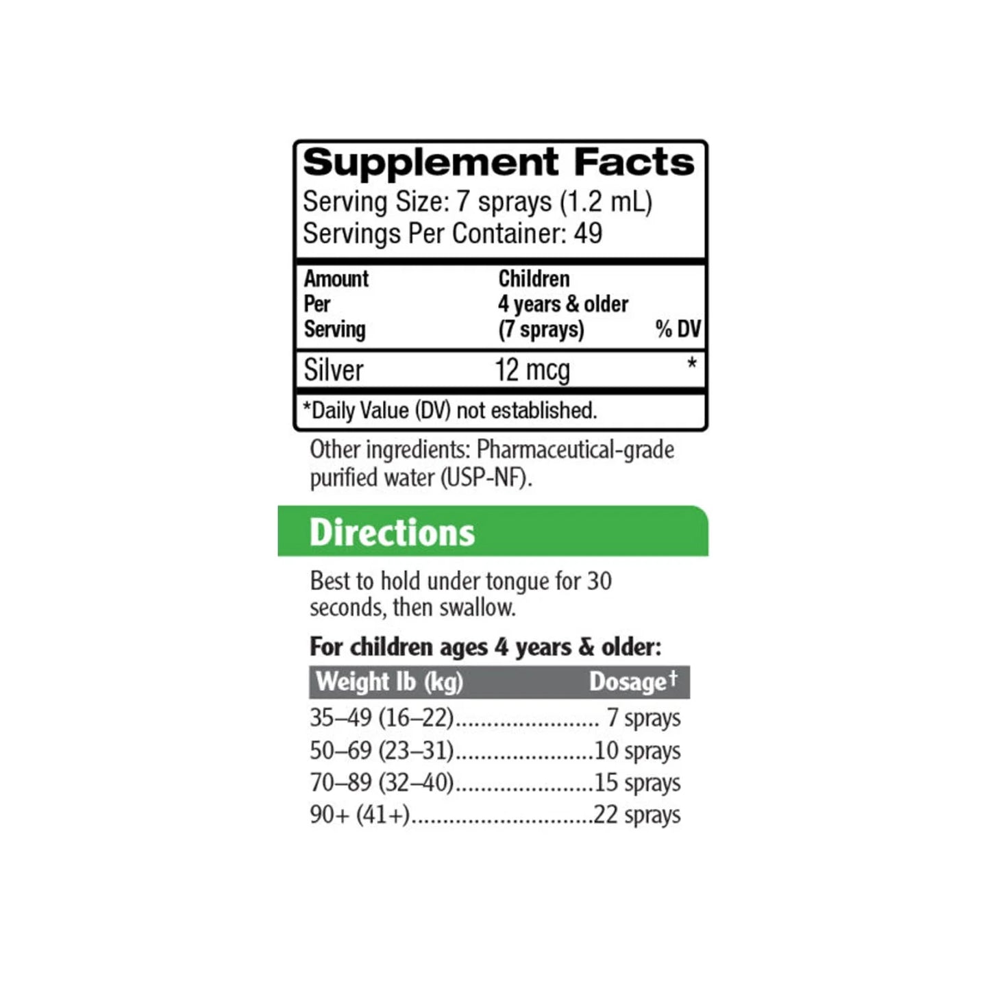 Kids Bio-Active Silver Hydrosol, Daily Immune Support Spray, Ages 4+, 10 PPM, 2 Fl Oz (59 Ml), Mineral Supplements