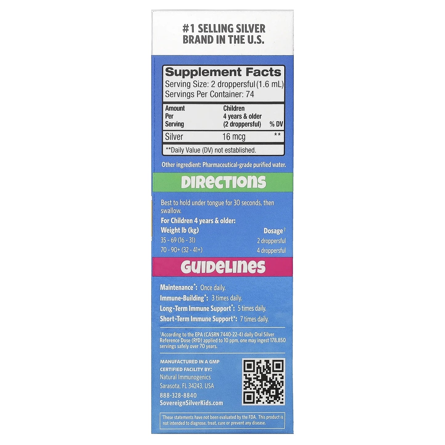 KIDS Bio-Active Silver Hydrosol for Immune Support – Colloidal Silver, 10Ppm, 4Oz (118Ml) – Dropper-Top