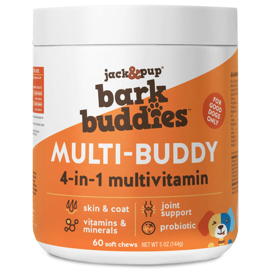 Jack&Pup Bark Buddies Multi-Buddy Dog Multivitamins Chewable Soft Chews (60ct)