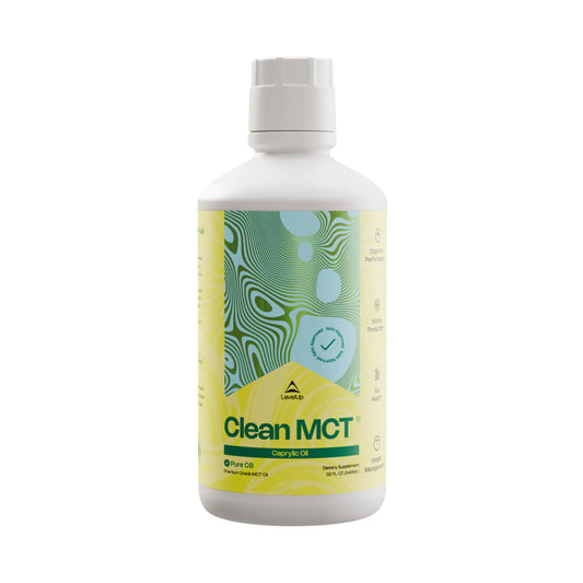 LevelUp Clean MCT Oil - 100% Caprylic C8 for Energy Focus Weight Management Gut Health Brain Superfuel - Keto Supplement for Ketogenic Coffee and Ketones - Non-GMO (32 oz)
