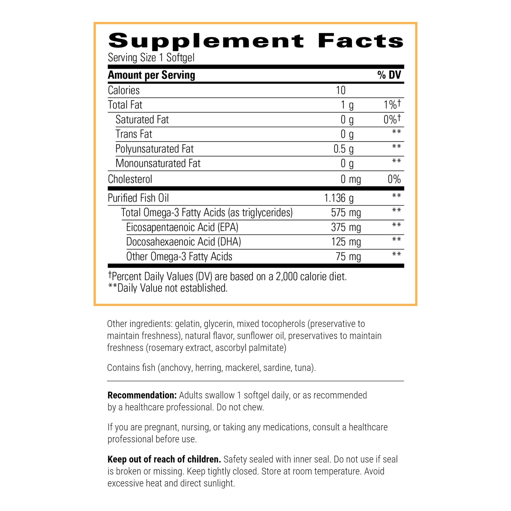 - Pure Omega HP Fish Oil Softgels - 575 Mg Omega 3 Fatty Acids with EPA and DHA - Fish Oil -Sustainably Sourced - 120 Count