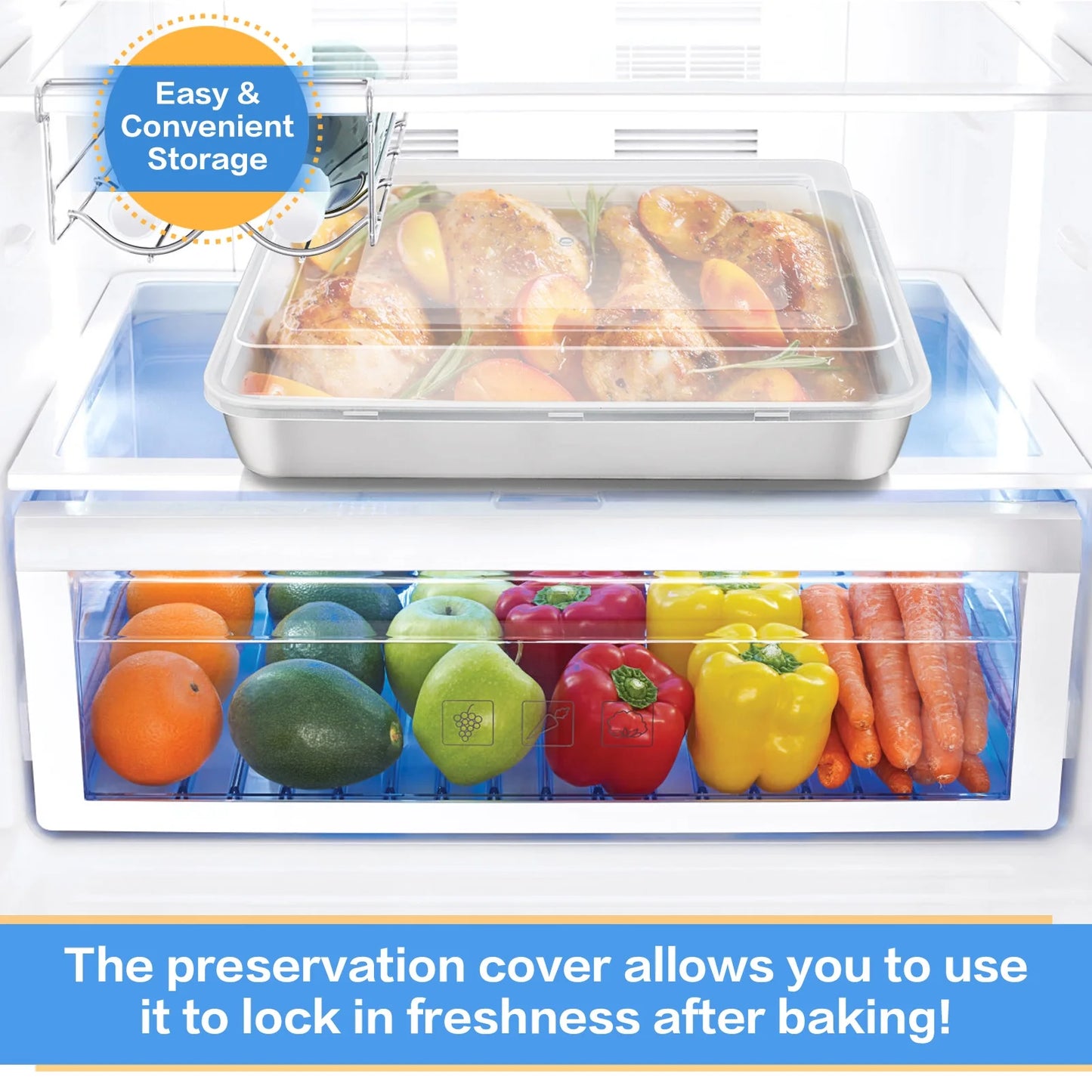 Stainless Steel Baking Pan with Lid, 12.2 X 9.5 X 2 Inch Rectangle Sheet Cake Pans with Covers Bakeware for Cakes Brownies Casseroles, Non-Toxic & Dishwasher Safe - Set of 2