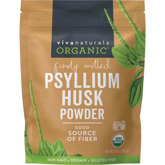 Organic Psyllium Husk Powder, 10 Oz-Finely Ground, Unflavored, Gluten-Free, Vegan, Keto and Paleo