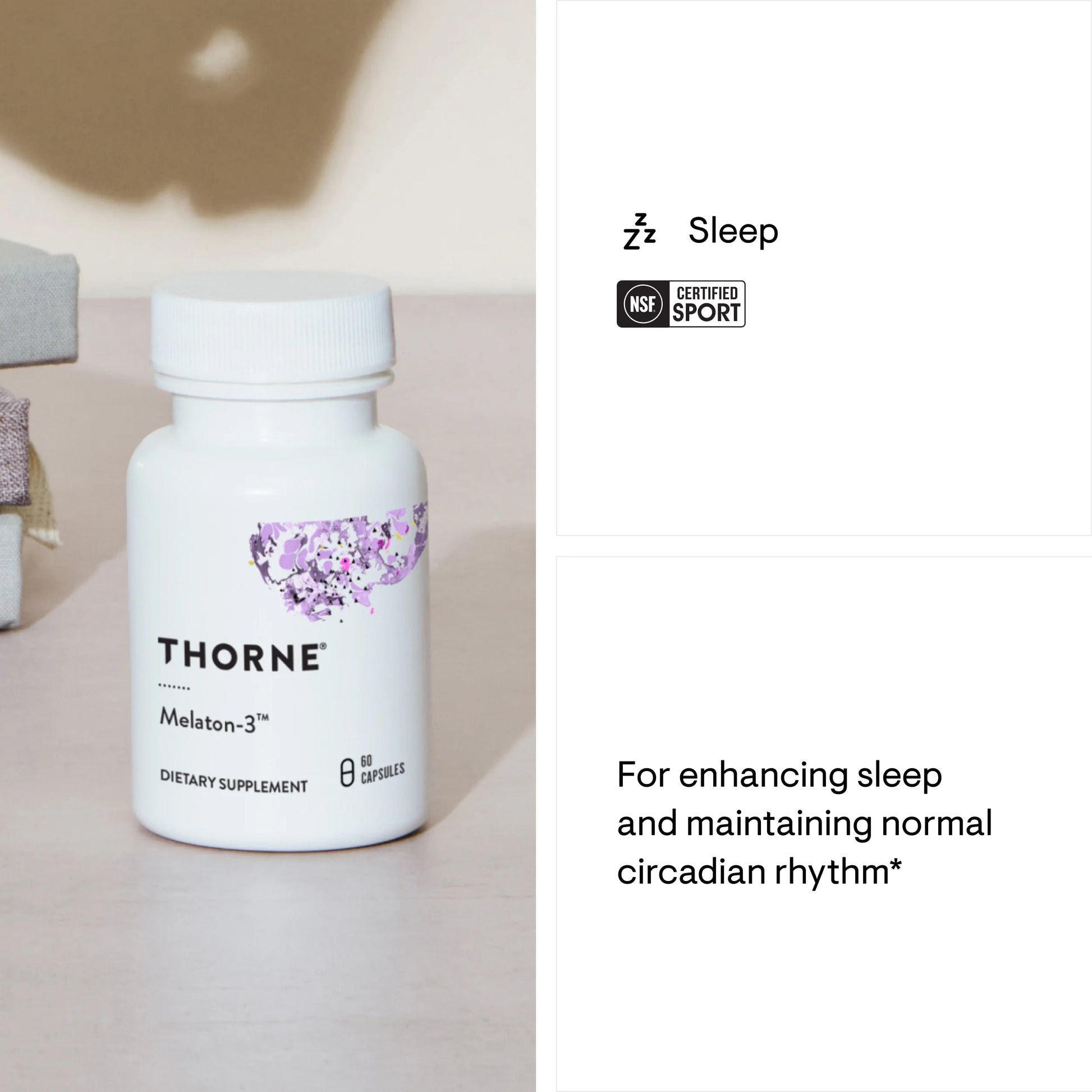 - Melaton-3 - 3Mg Melatonin Supplement - Supports Normal Circadian Rhythms, Restful Sleep & Relaxation* - NSF Certified for Sport - 60 Capsules