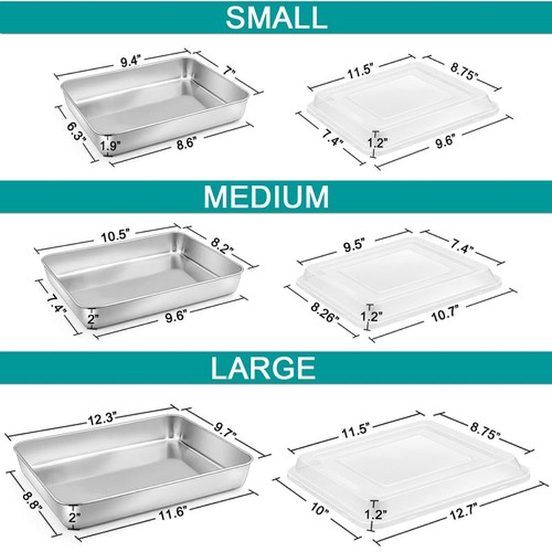 P&P CHEF Stainless Steel Baking Pan Set, Rectangle Cake Pan with Lid, 12.3/10...
