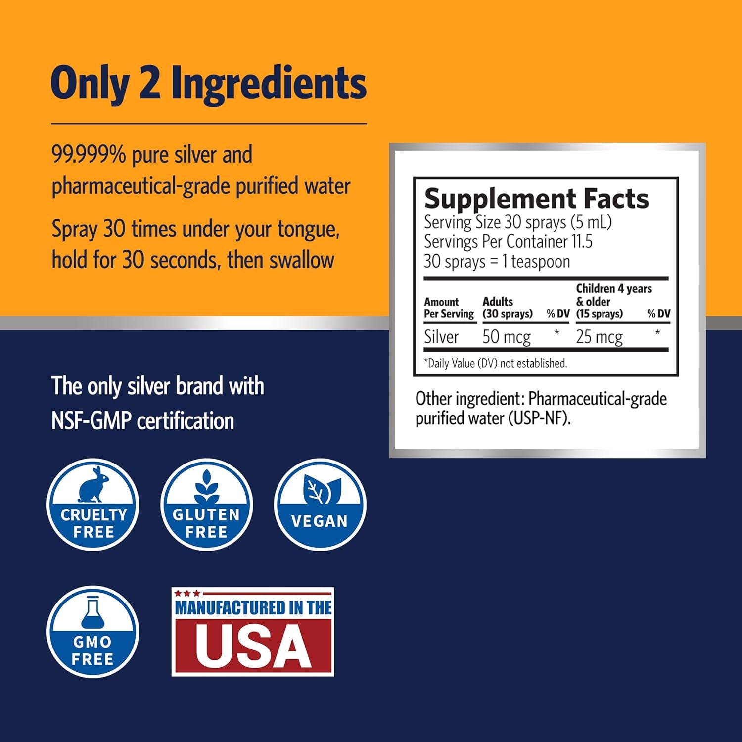 Sovereign Silver Bioactive Silver Hydrosol 10 PPM Fine Mist Spray, 2 Oz.