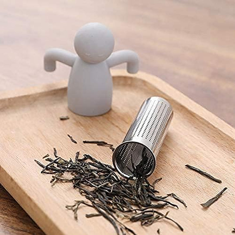 Tea Infuser for Loose Leaf Tea Cute Tea Strainer Ball Stainless Steel Extra Fine Mesh Tea Steeper Filter for Cup Mug Silicone Handle Grey