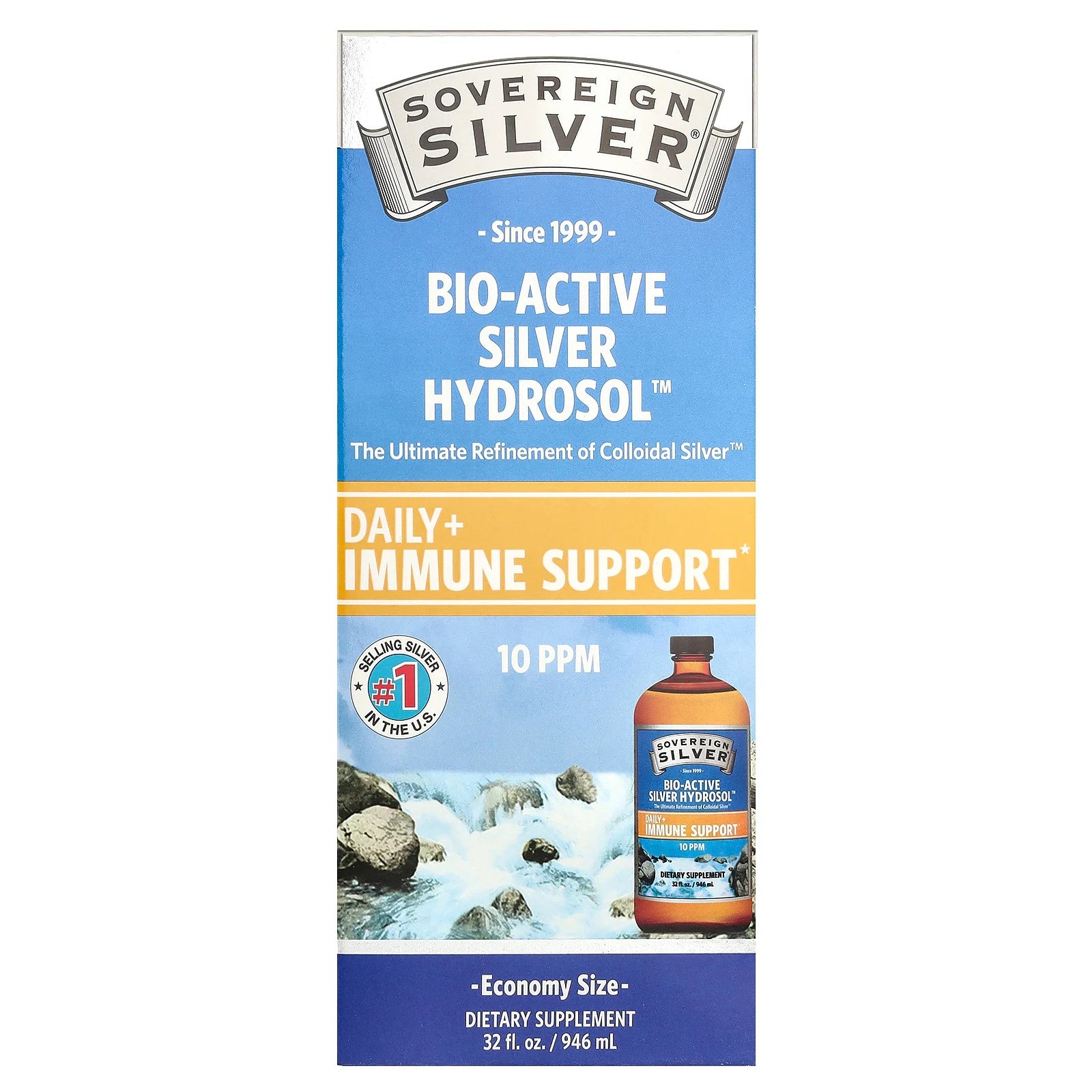 Sovereign Silver Bio-Active Silver Hydrosol 32 Fl Oz 946 Ml Allergen-Free,